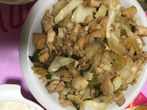 豚肉と厚揚げ豆腐の野菜炒め(^○^)